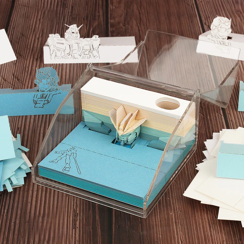 Gundam Omoshiroi Block 3D Memo Pad with Pen Holder | ®OMOSHIROI Block