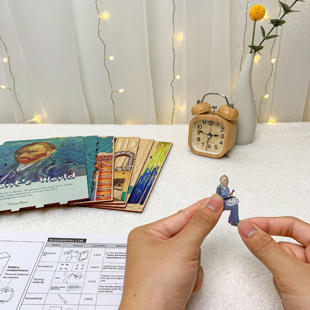 Tonecheer DIY Wooden Puzzle Bookend Vincent's World | ®OMOSHIROI Block